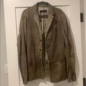 Mens leather and linen blazer